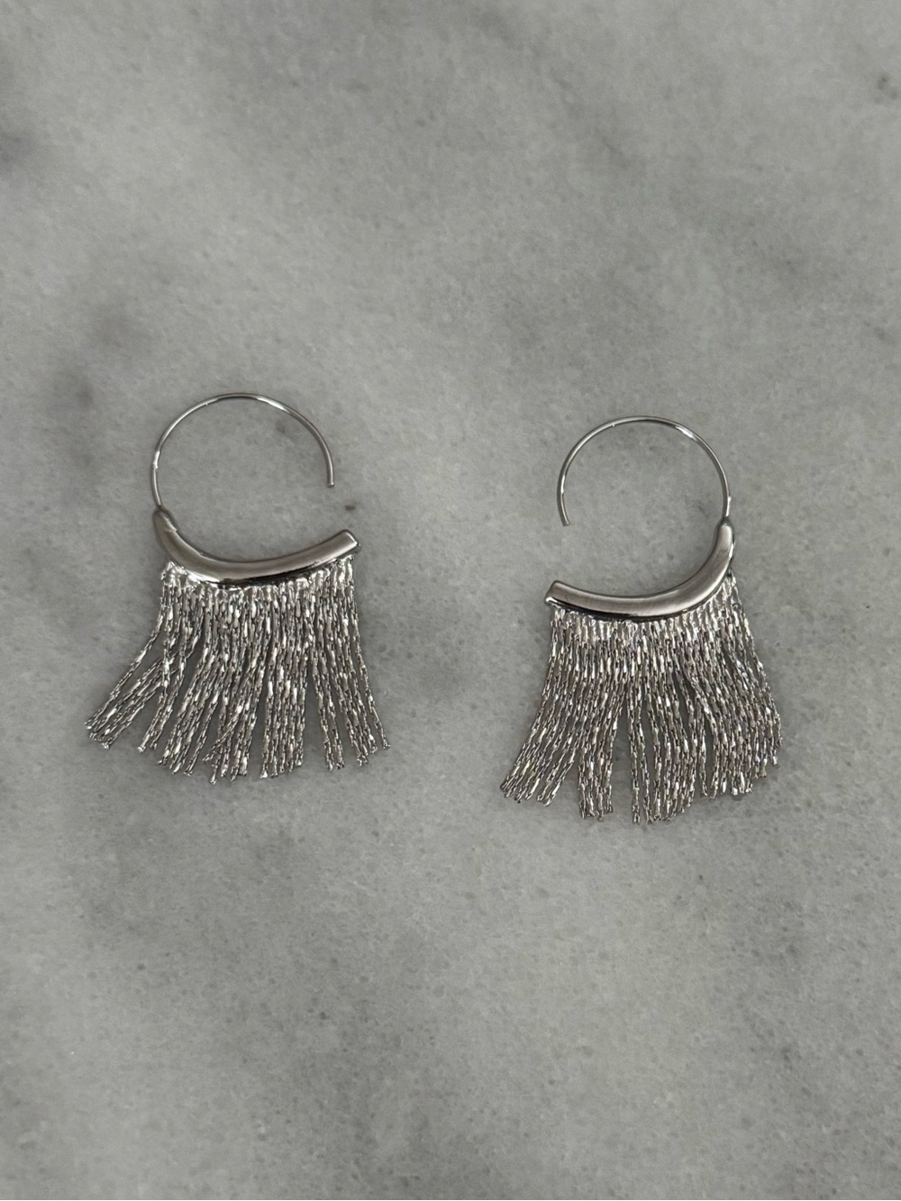 Sterling Silver Fringe Vintage Style Hoop Earrings 

Brand New

Sterling Silver